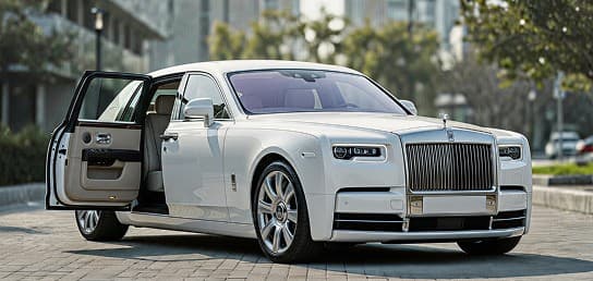 Black executive sedan on a sunlit boulevard